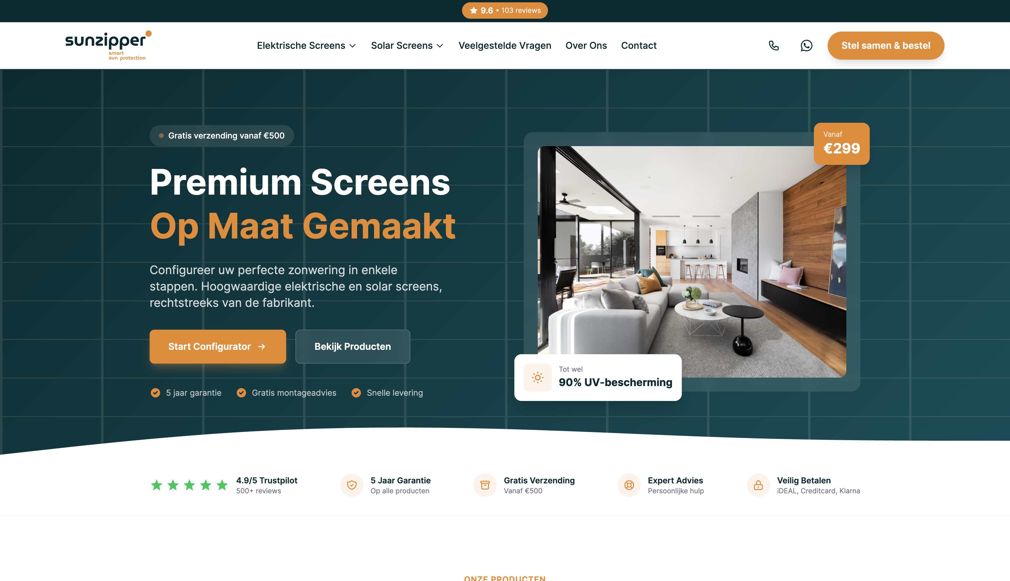 Premium zonwering met eigen configurator